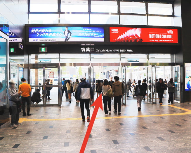 にしたんARTクリニック博多駅前院へ博多駅から徒歩で向かう道順を説明した画像