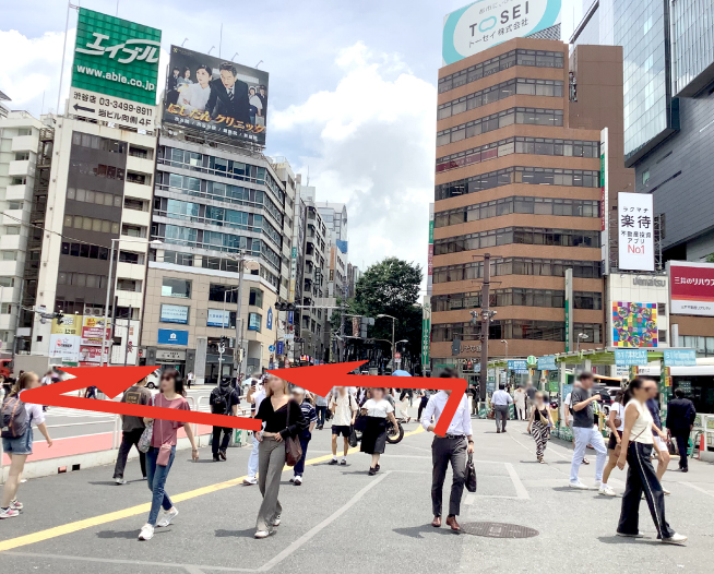 にしたんARTクリニック渋谷院へ渋谷駅から徒歩で向かう道順を説明した画像