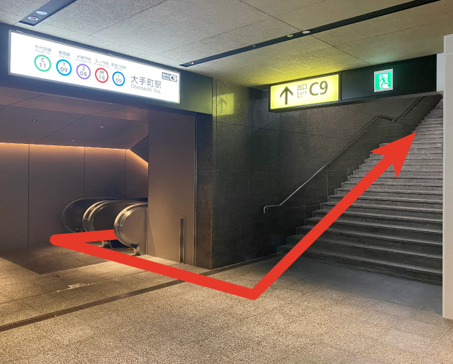 都営地下鉄三田線大手町駅からにしたんARTクリニック東京丸の内本院への道順を説明した画像